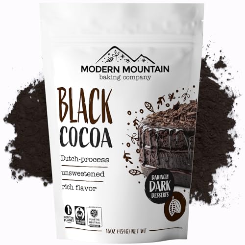 MODERN MOUNTAIN Black Cocoa Powder (1 lb) Bake the Darkest Chocolate Baked Goods, Achieve Rich Chocolate Flavor, All-Natural Substitute for Black Food Coloring, Dutch-Processed Cocoa Powder, Unsweetened, Extra Dark, Fair Trade Certified - Image 1