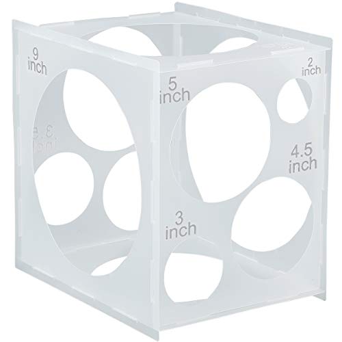 Worown 11 Holes Collapsible Plastic Balloon Sizer Cube Box, 2-10 Inch Balloon Size Measuring Tools for Decorations like Balloons Arch & Column (White) - Image 1