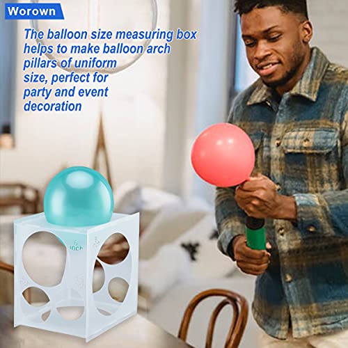 Worown 11 Holes Collapsible Plastic Balloon Sizer Cube Box, 2-10 Inch Balloon Size Measuring Tools for Decorations like Balloons Arch & Column (White) - Image 5