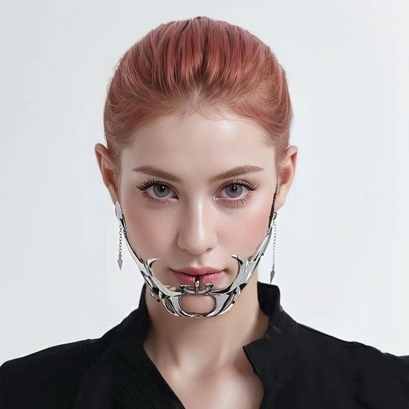 BSOKEIXD Masquerade Maskï¼ŒSteel Half Mask Women's Costume Half Face Halloween Party Prom Metal Hallowmas Gifts Accessories - Image 4
