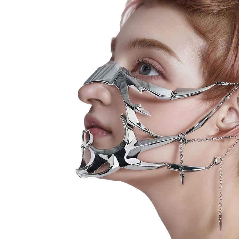 BSOKEIXD Masquerade Maskï¼ŒSteel Half Mask Women's Costume Half Face Halloween Party Prom Metal Hallowmas Gifts Accessories - Image 1