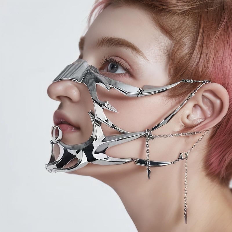 BSOKEIXD Masquerade Maskï¼ŒSteel Half Mask Women's Costume Half Face Halloween Party Prom Metal Hallowmas Gifts Accessories - Image 5