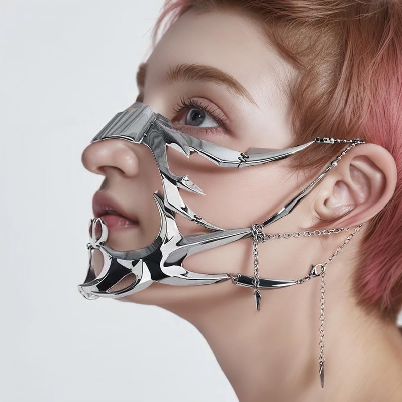 BSOKEIXD Masquerade Maskï¼ŒSteel Half Mask Women's Costume Half Face Halloween Party Prom Metal Hallowmas Gifts Accessories - Image 2