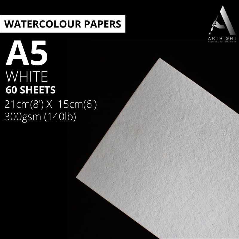 ArtRight Artists Watercolor Paper (A5 Pack of 60 Sheets, 300 GSM); Handmade Watercolour Paper for Artists - Image 2