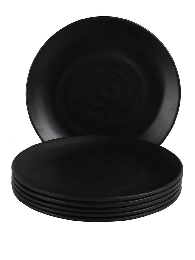 Coolkart Round Matte Black Melamine Half Plate Set Set of 6 - Image 4