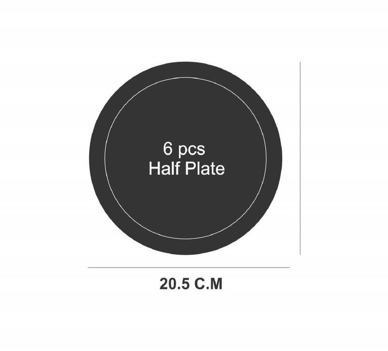 Coolkart Round Matte Black Melamine Half Plate Set Set of 6 - Image 3