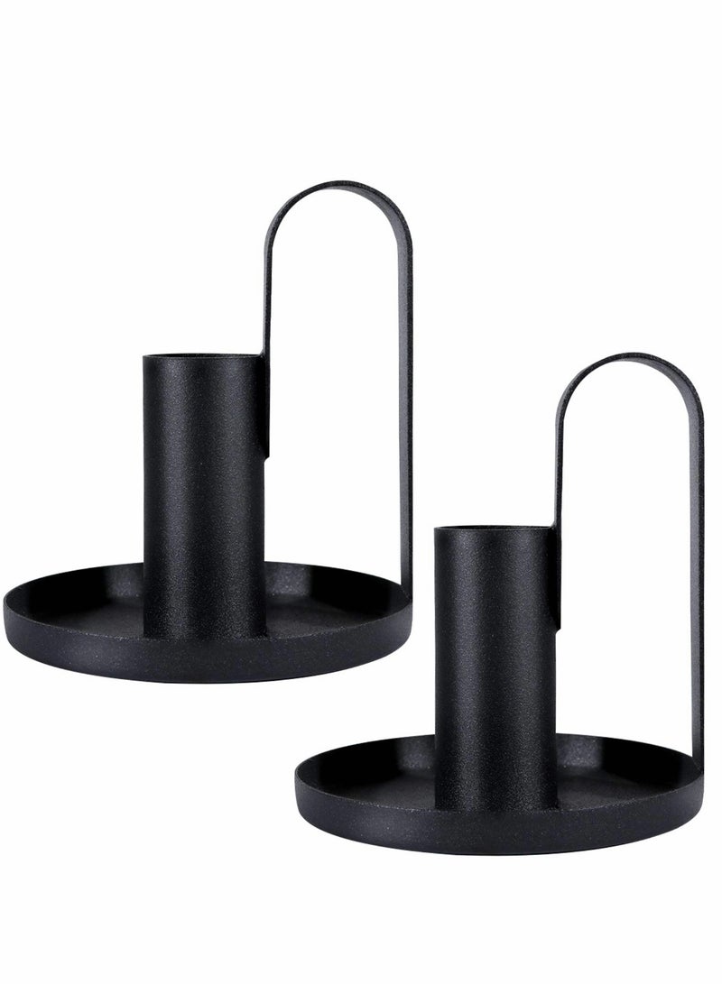 KASTWAVE Candles Holder Set, 2 Pcs Iron Plate with Handles - Image 1