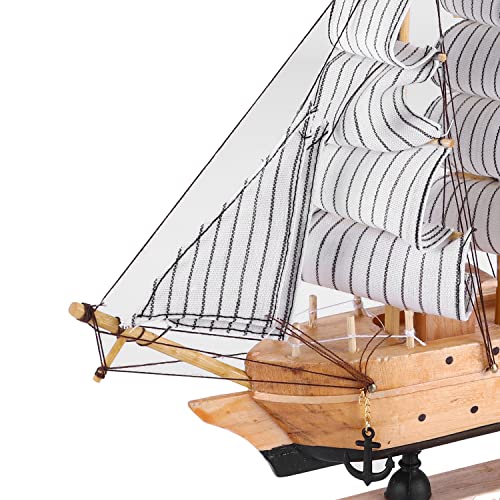 IBLUELOVER Wooden Sailboat Model 8.5" Tall Marine Coastal Sailing Ship Model Mediterranean Style Wood Handcrafted Sailing Boat Vintage Nautical Ocean Theme Sail Boat Ornaments Home Office Tabletop Decors - Image 5