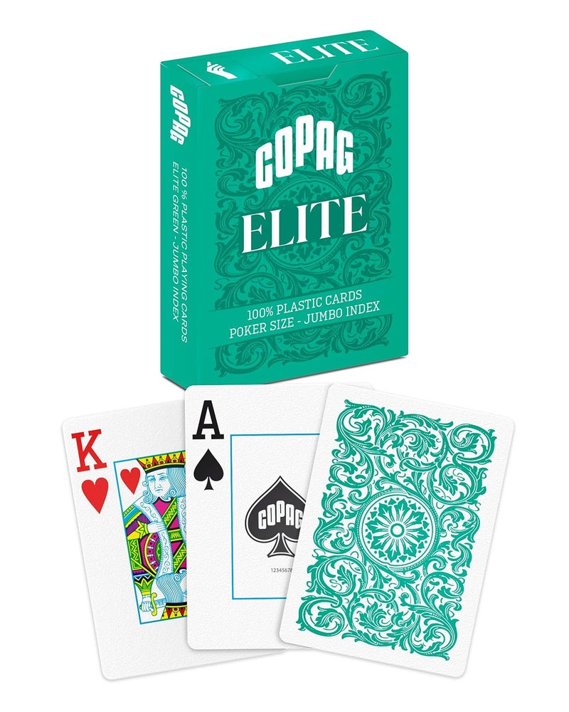 Copag Elite 100% Plastic Playing Cards, Poker Size Jumbo Index Single Deck (Green) - Image 1