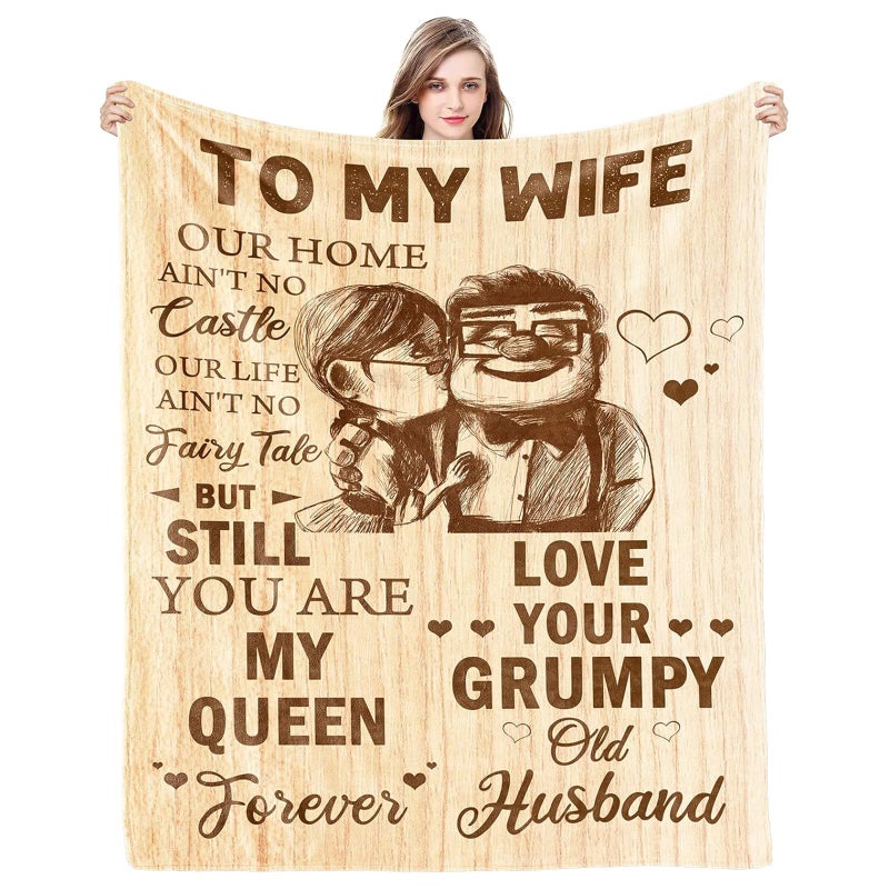 CENSIHER Gift for Wife from Husband to My Wife Blanket Wedding Anniversary Romantic Gifts for Women Birthday Christmas Valentine's Mother's Day Healing Thoughts Blanket Presents for Her - Image 1