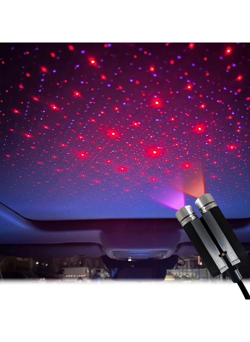 Generic Dual Head Car Mounted Usb Star Projector Night Light, 360 ° Adjustable Romantic Starry Sky Projector Car Light, Suitable For Bedroom, Car, Party, Wall, Ceiling Atmosphere Lighting, Portable Indoor Decoration Car Ceiling Light, Red+Purple Blue  - Image 5
