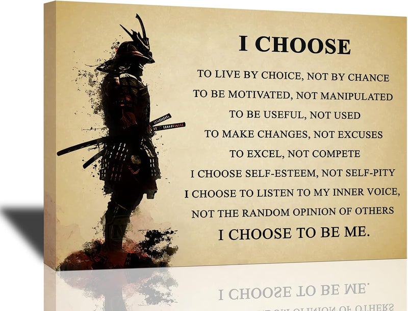 Tijuboni Motivational Canvas Wall Art - Japanese Samurai - Image 1