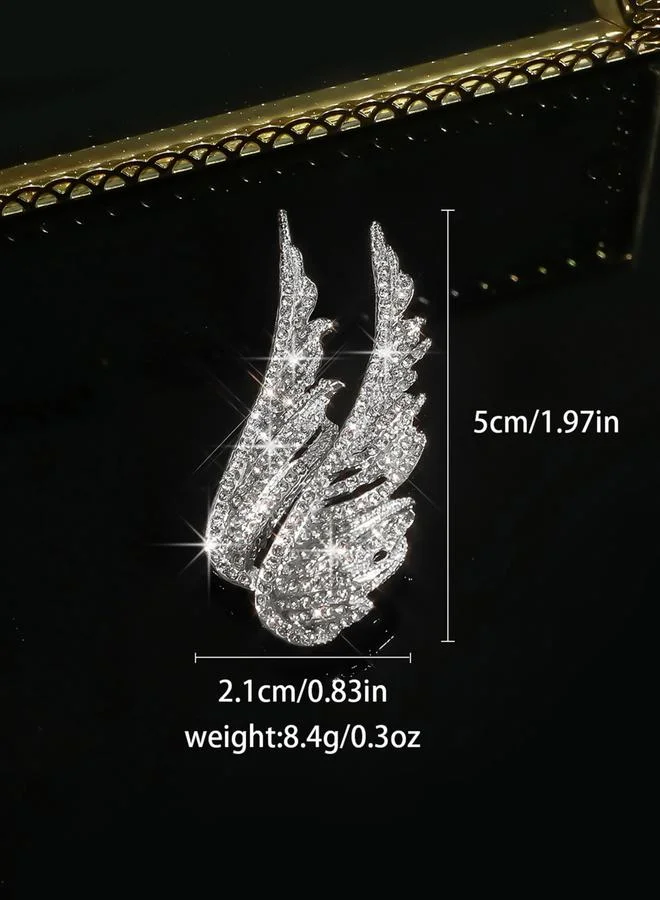 Take Two Wing Shaped Rhinestone Embellished Brooch