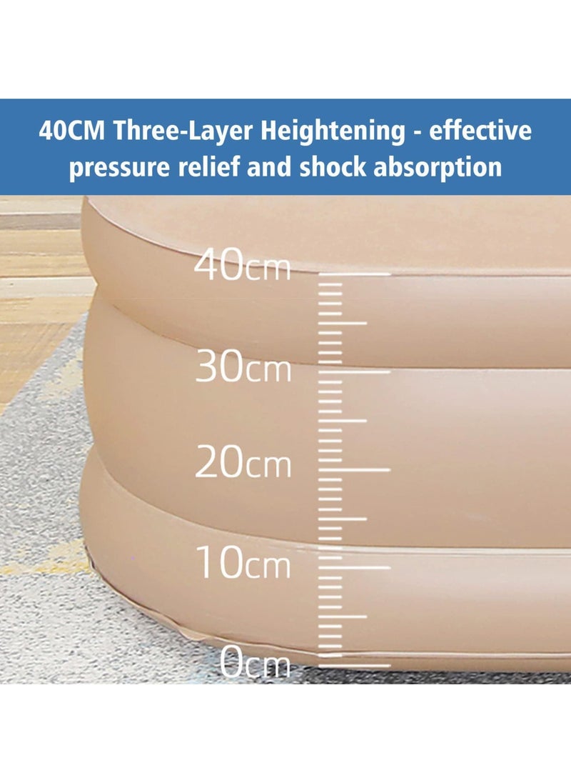 Generic - Double Air Bed with Built-in Air Pump, Inflatable Queen Mattress, One-Button Inflate/Deflate, Ultra-Plush Fiber Technology for Home, Travel & Camping, 78 x 56 x 15 Inches - Tan - Image 1