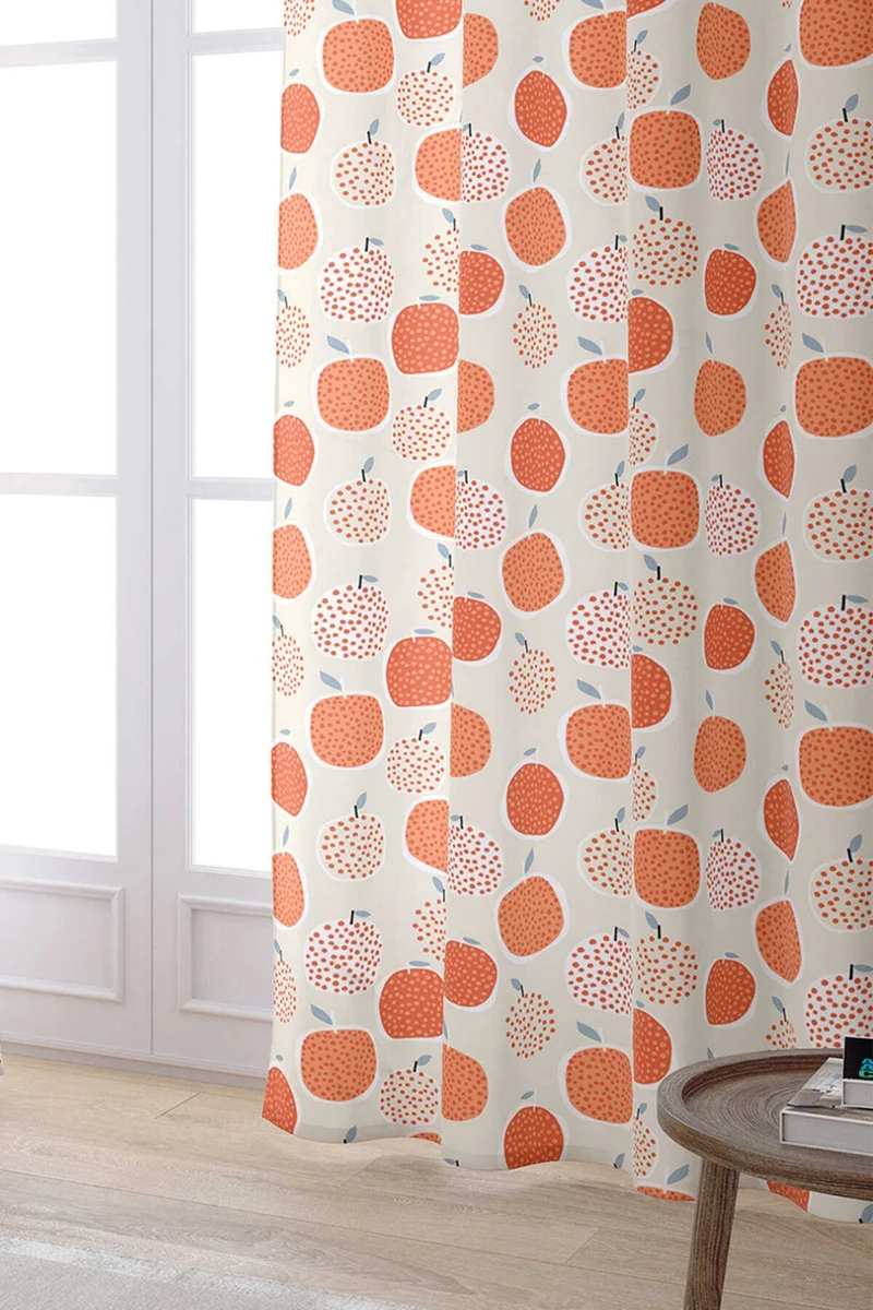 Cango Home White Yellow Lemon Patterned Digital Printed Curtain OYTYK926-PR