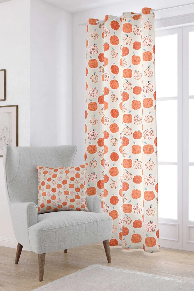 Cango Home White Yellow Lemon Patterned Digital Printed Curtain OYTYK926-PR