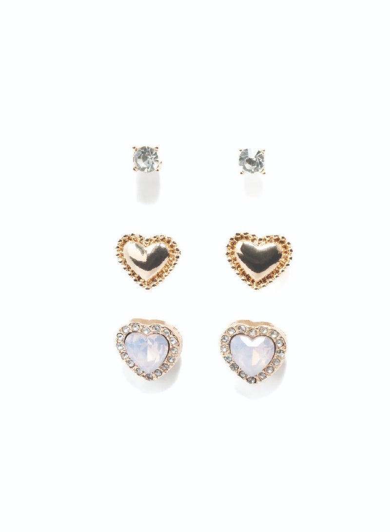 AMICA Set of 3 - Embellished Heart Earrings - Image 1