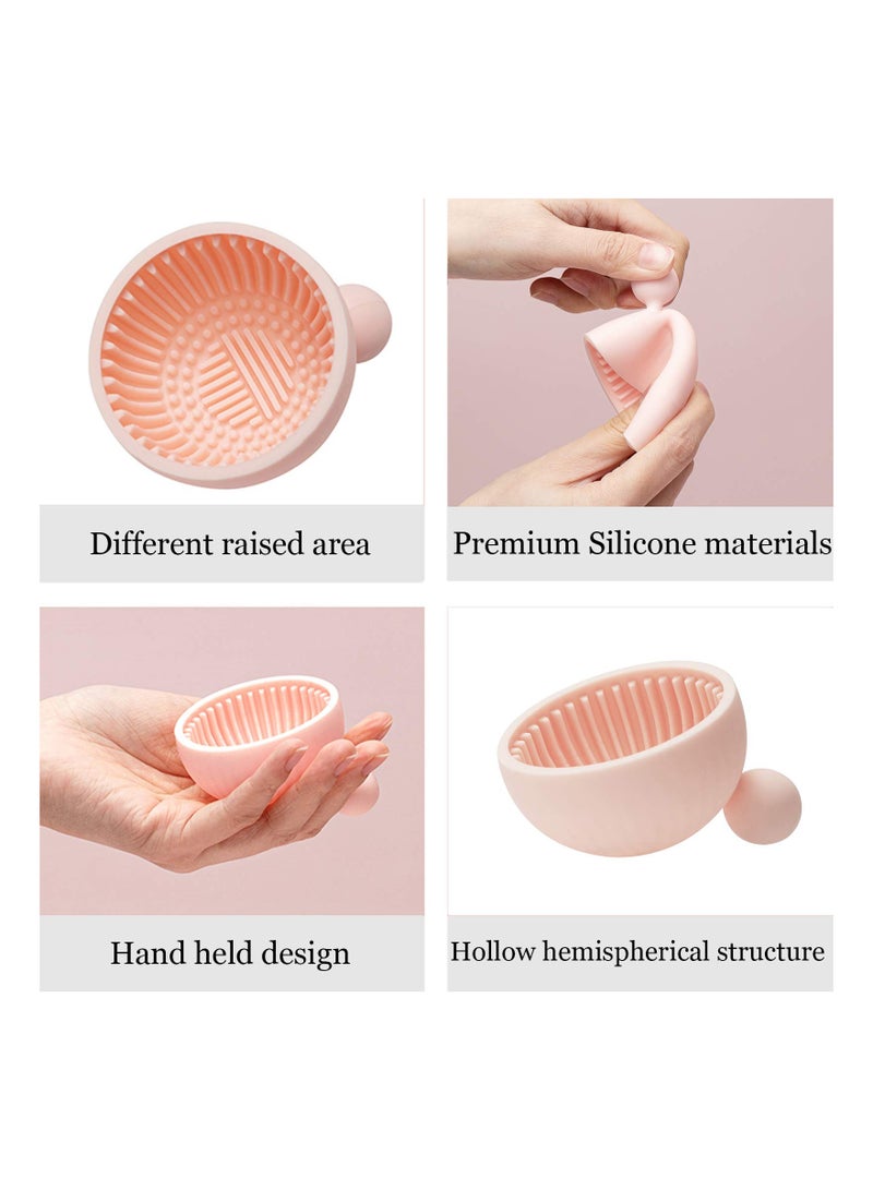 SYOSI Makeup Brush Cleaner Mat, Pink Silicone Makeup Cleaning Brush Scrubber Mat, Portable Cleaning Washing Tool for Cosmetic Brush - Image 2