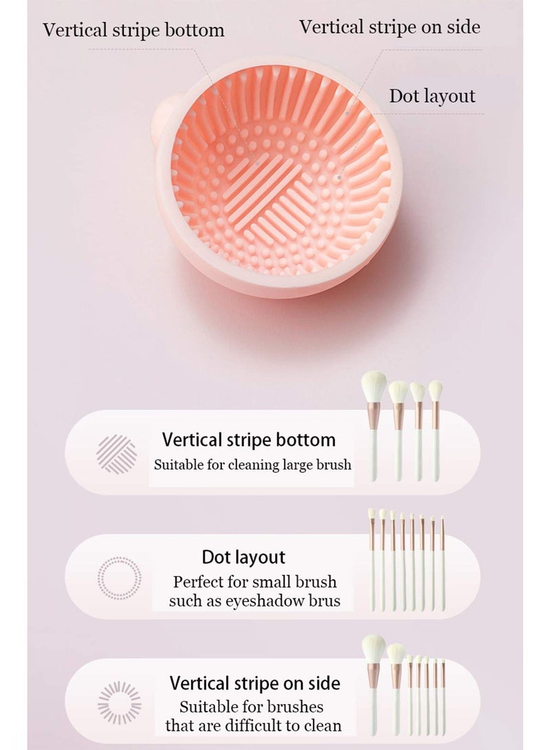 SYOSI Makeup Brush Cleaner Mat, Pink Silicone Makeup Cleaning Brush Scrubber Mat, Portable Cleaning Washing Tool for Cosmetic Brush - Image 5