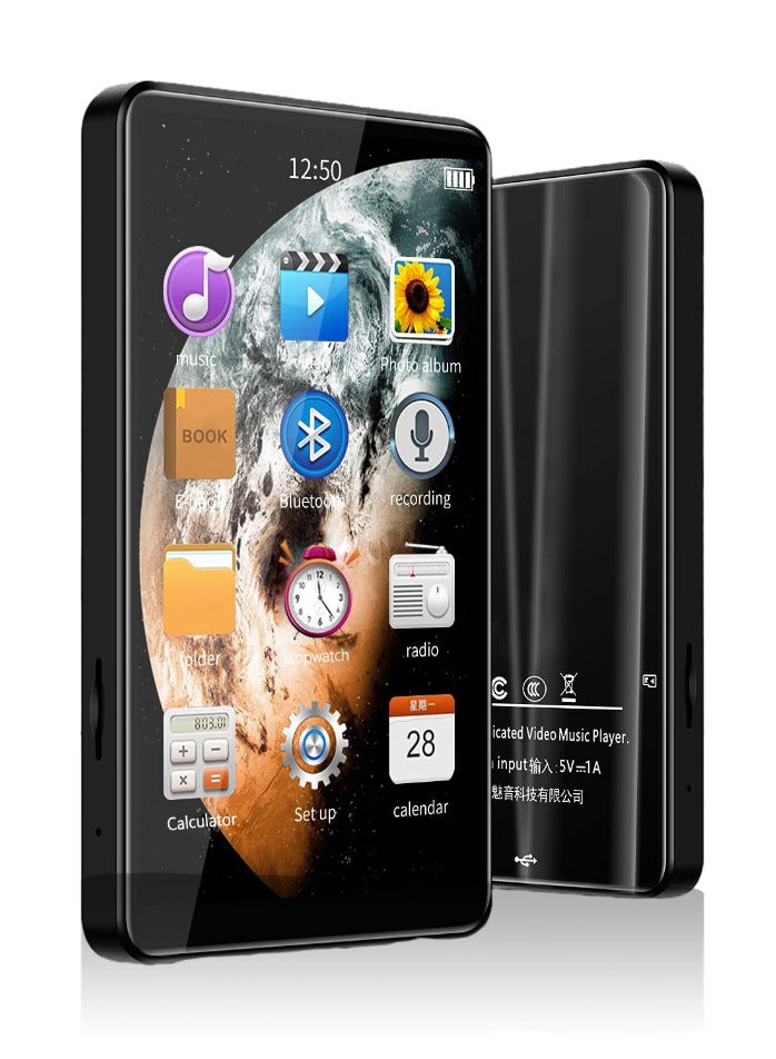 ​4.0-Inch Full Touch MP3/MP4 Music Player with Bluetooth, 1080P HD Video, 16GB Storage, Supports TF Card up to 256GB, HiFi Sound, FM Radio, Voice Recorder, E-Book Reader, Portable MP5 Player  - Image 1