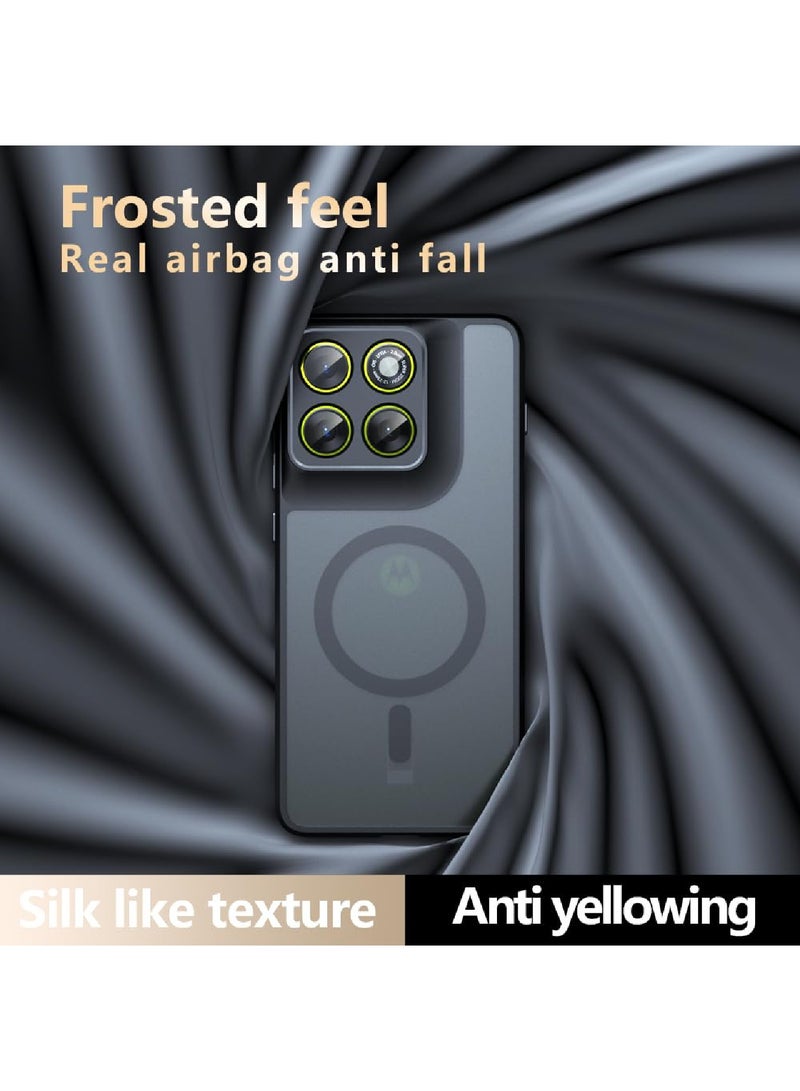 أداندو حافظة Motorola Edge 70 5G، متوافقة مع MagSafe، مادة TPU + PC مقاومة للصدمات، غطاء خلفي شفاف غير لامع، حافظة هاتف واقية مضادة لبصمات الأصابع (أسود) - Image 5