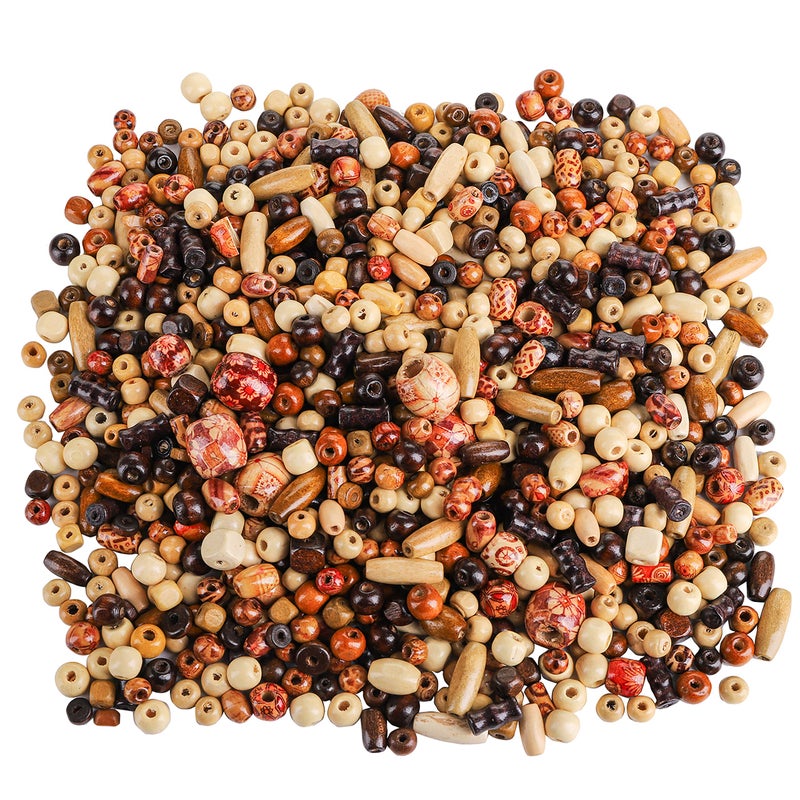 Cedilis 2000 Pcs Printed Wooden Beads 5mm to 21mm Assorted African Beads Natural Loose Wood Macrame Supplies Bead for Jewelry Bracelets Necklace Earring Making DIY Craft Project