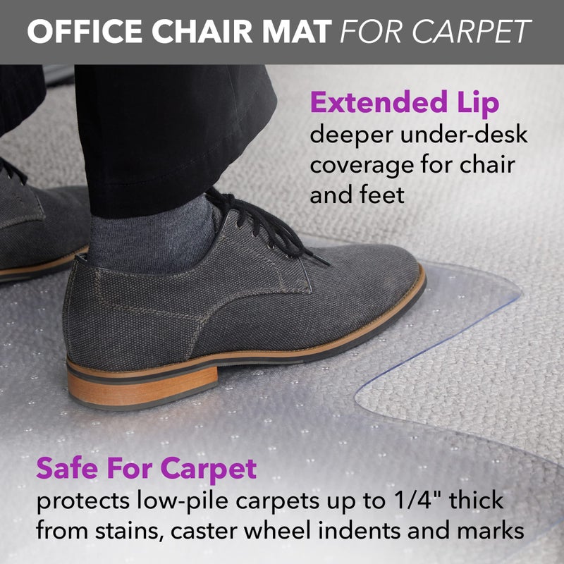 OFM Office Chair Mat for Carpet – Computer Desk Chair Mat for Carpeted Floors – Easy Glide Rolling Plastic Floor Mat for Office Chair on Carpet for Work, Home, Gaming with Extended Lip (36” x 48”) - Image 2