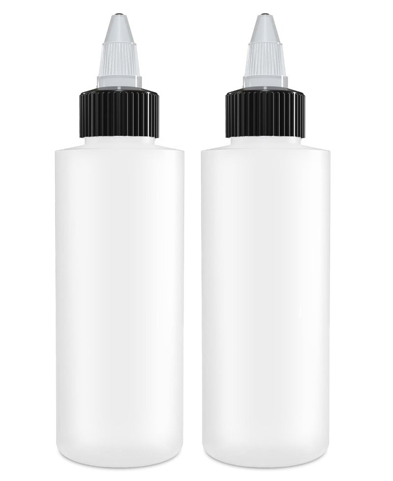 BRIGHTFROM Twist Top Applicator Bottles Squeeze 2 OZ Empty Plastic Bottles Refillable Black OpenClose Nozzle  Multi Purpose Pack of 2