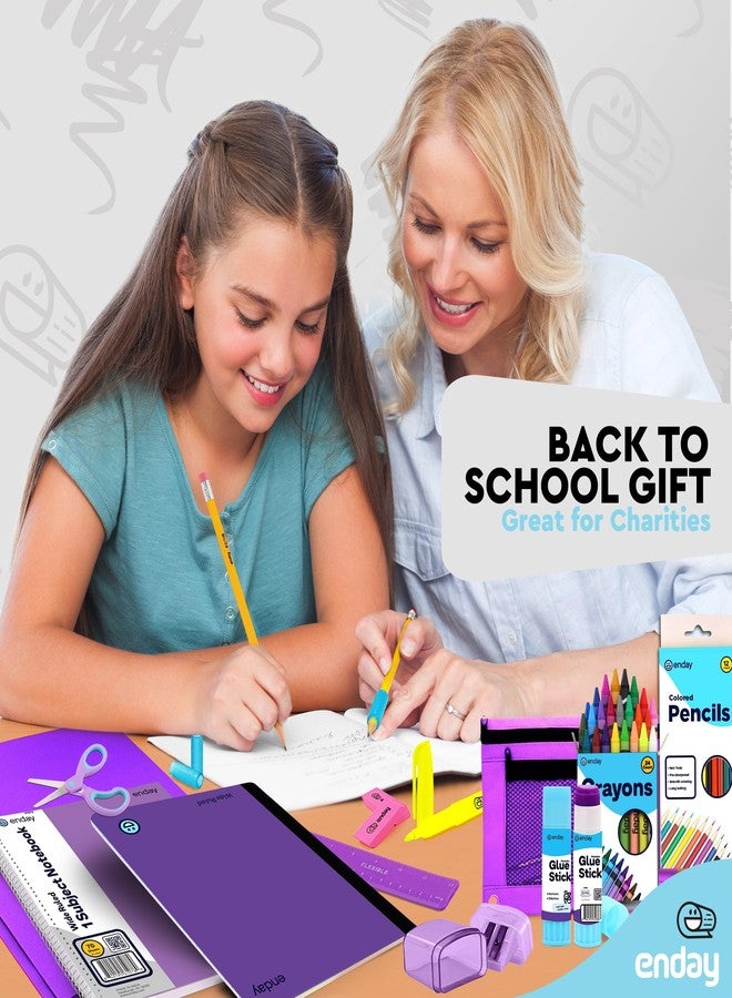 Enday Back to School Supplies for Kids, Grey School Supply Box Grades K-5, Premium Quality Kids School Supplies Kit, kindergarten School Supplies for Girls and Boys, 71 Piece Set - Image 5