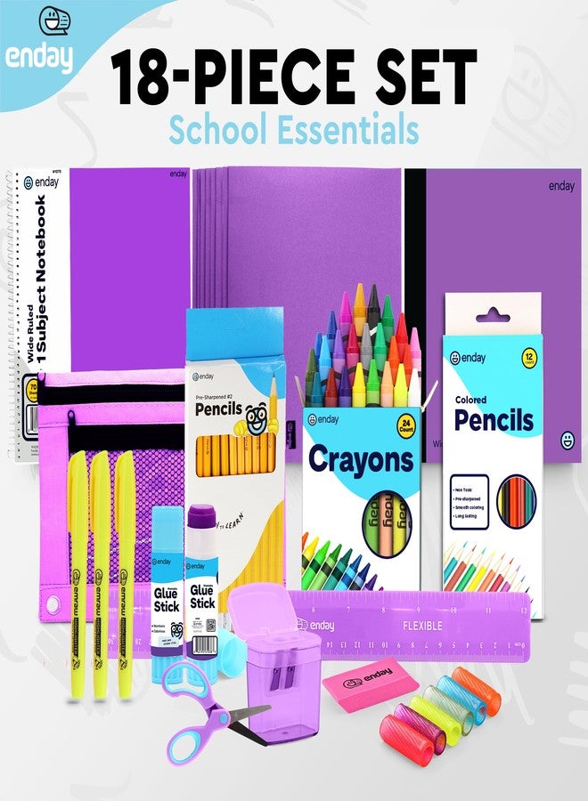 Enday Back to School Supplies for Kids, Grey School Supply Box Grades K-5, Premium Quality Kids School Supplies Kit, kindergarten School Supplies for Girls and Boys, 71 Piece Set - Image 3