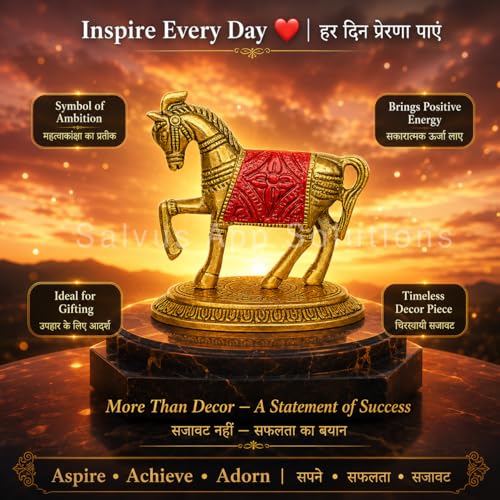 Salvus APP SOLUTIONS Red Metal Horse Showpiece for Home Decor, Vaastu Feng Shui Horse Statue for Office Desk, Living Room, Entrance & Gift, 4.5 x 4.5 Inch - Image 2