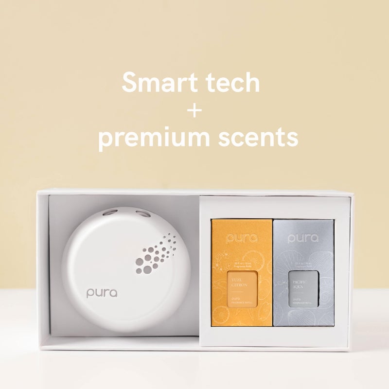 Pura Pura - Smart Home Fragrance Device Starter Set V3 - Scent Diffuser for Homes, Bedrooms & Living Rooms - Includes Fragrance Aroma Diffuser & Two Fragrances - Pacific Aqua and Yuzu Citron  - Image 3