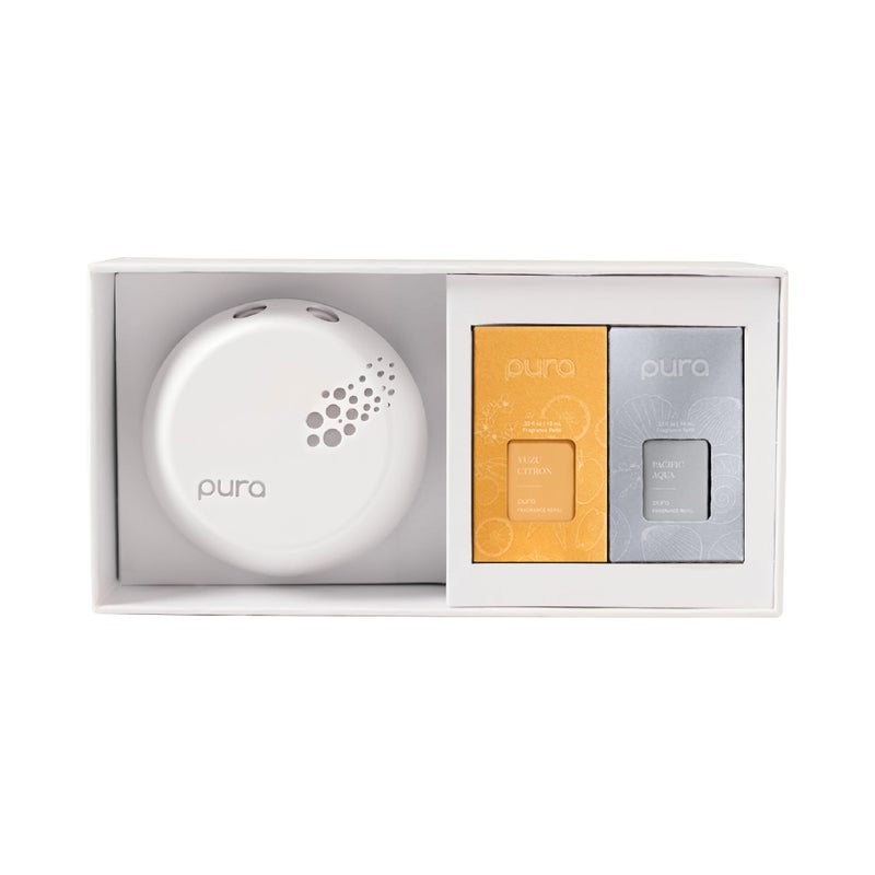 Pura Pura - Smart Home Fragrance Device Starter Set V3 - Scent Diffuser for Homes, Bedrooms & Living Rooms - Includes Fragrance Aroma Diffuser & Two Fragrances - Pacific Aqua and Yuzu Citron  - Image 1