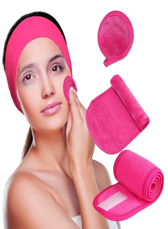 MYUANGO Make-up Removing Cloths 4 Sets, MakeUp Eraser With Just Water for All Makeup Cosmetics Including Spa Facial Headband Glove (Red) - Image 2