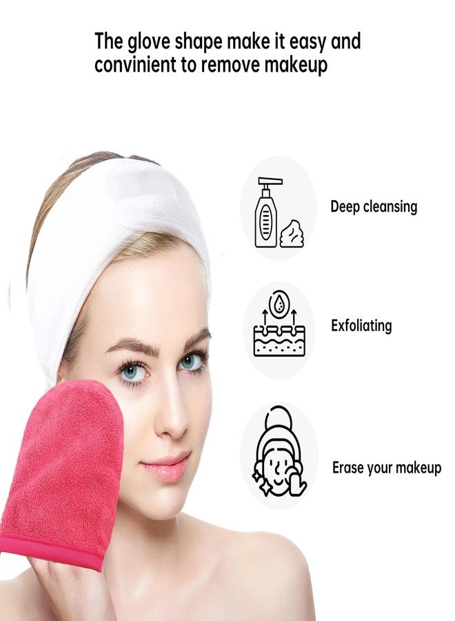 MYUANGO Make-up Removing Cloths 4 Sets, MakeUp Eraser With Just Water for All Makeup Cosmetics Including Spa Facial Headband Glove (Red) - Image 3