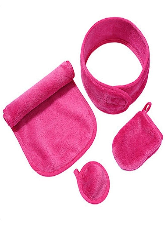 MYUANGO Make-up Removing Cloths 4 Sets, MakeUp Eraser With Just Water for All Makeup Cosmetics Including Spa Facial Headband Glove (Red) - Image 1