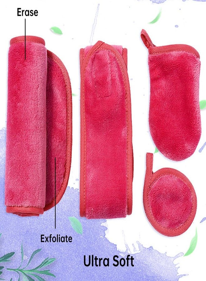 MYUANGO Make-up Removing Cloths 4 Sets, MakeUp Eraser With Just Water for All Makeup Cosmetics Including Spa Facial Headband Glove (Red) - Image 5
