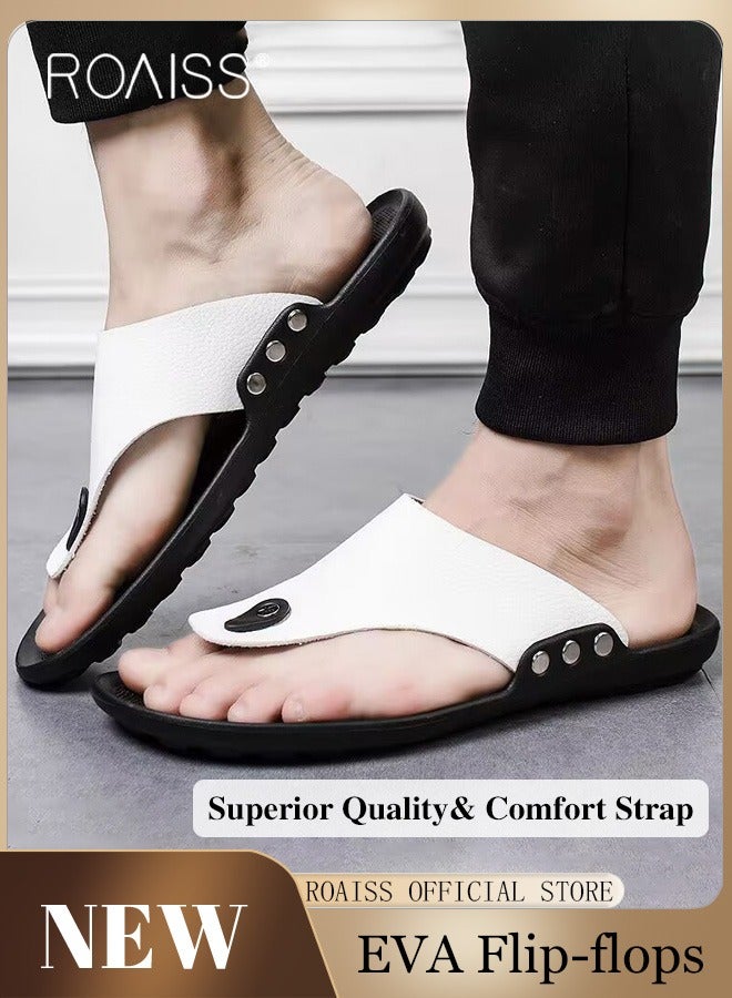 roaiss Eva Sandals for Men Light and Breathable Beach Flip Flops Non Slip Slippers Leather Casual T Shaped Slipper - Image 1