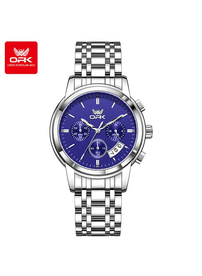OPK Men'S Three-Eye Multi-Function Business Quartz Single Calendar Steel Belt Luminous Waterproof Men'S Watch 6051 - Image 1