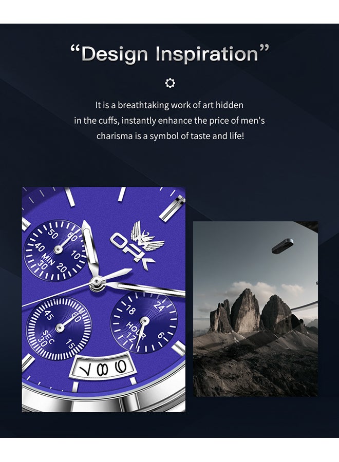 OPK Men'S Three-Eye Multi-Function Business Quartz Single Calendar Steel Belt Luminous Waterproof Men'S Watch 6051 - Image 2