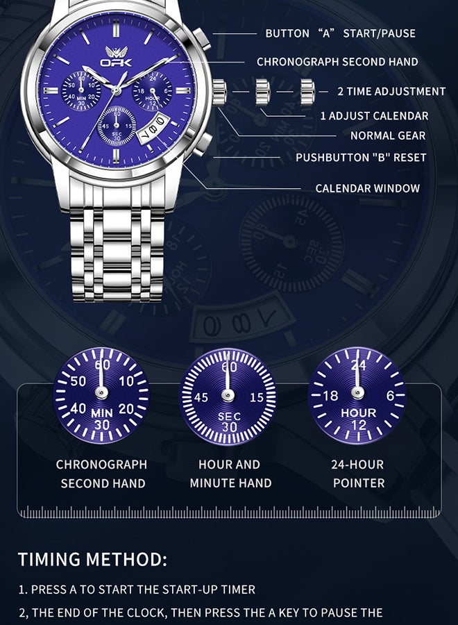 OPK Men'S Three-Eye Multi-Function Business Quartz Single Calendar Steel Belt Luminous Waterproof Men'S Watch 6051 - Image 3