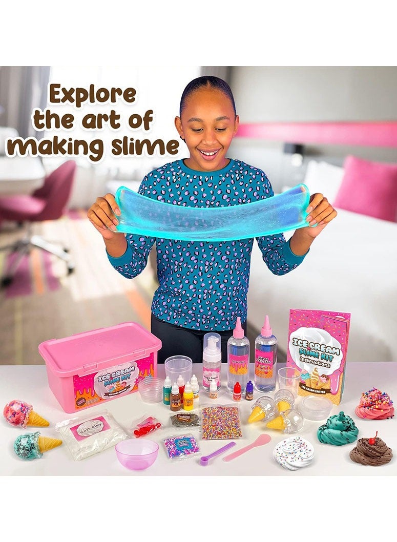 MissTiara Ice Cream Slime Kit for Kids Slime Making Kit 31 Accessories Make Your Own Slime Set Toys for Girls Boys Birthday Gift Toy DIY Fluffy Slime Kits Clay Cloud Foam Squish Glitter Arts and Crafts - Image 5
