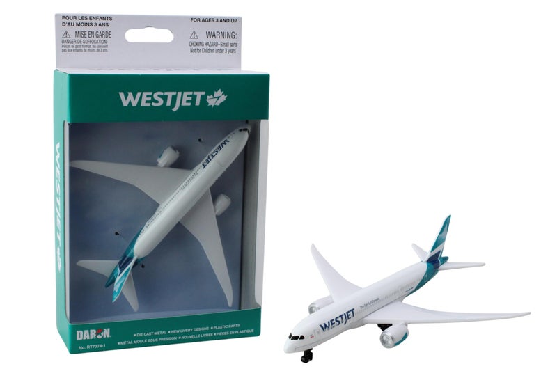 Daron Toy Airplane WestJet Airlines DieCast Metal Model Airplane Toy with Plastic Parts for Kids Ages 3 - Image 2