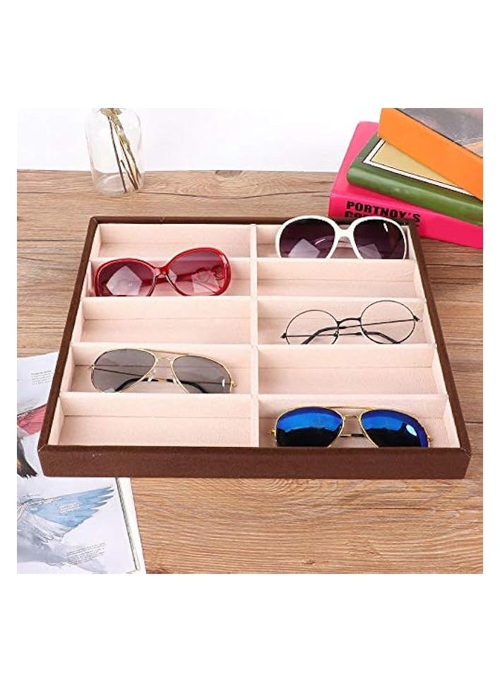 بروماس صندوق نظارات شمسية مكون من 10 شبكات، منظم نظارات حديث وحافظات تخزين النظارات الشمسية وحامل عرض النظارات الشمسية مفتوح من أعلى صندوق عرض النظارات الشمسية وعلبة النظارات الشمسية للنظارات الشمسية/الساعة/المجوهرات - Image 2