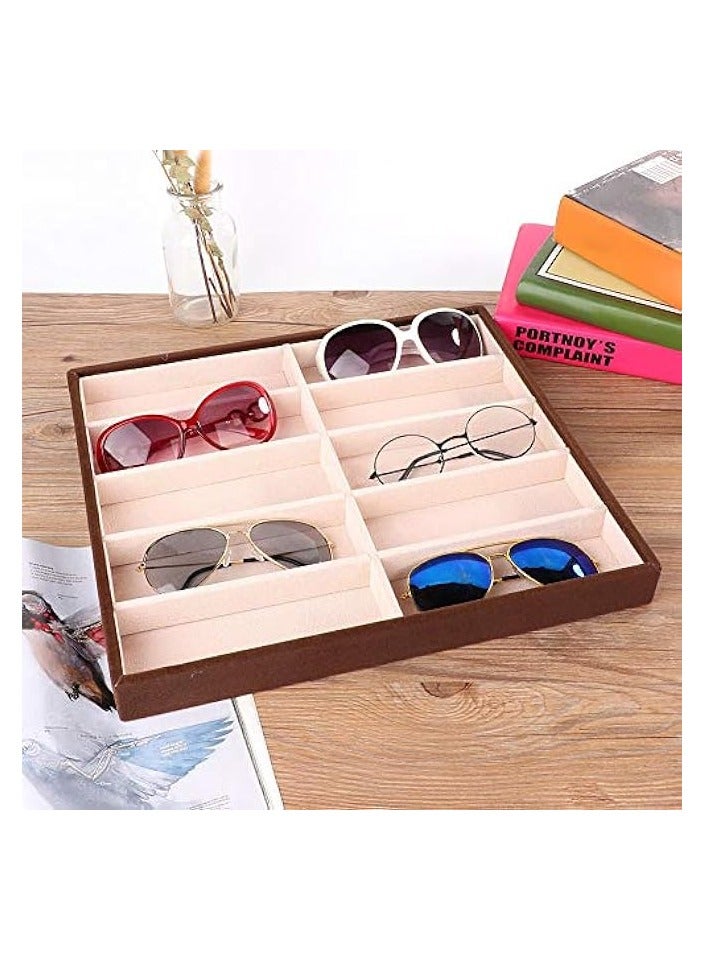 بروماس صندوق نظارات شمسية مكون من 10 شبكات، منظم نظارات حديث وحافظات تخزين النظارات الشمسية وحامل عرض النظارات الشمسية مفتوح من أعلى صندوق عرض النظارات الشمسية وعلبة النظارات الشمسية للنظارات الشمسية/الساعة/المجوهرات - Image 4