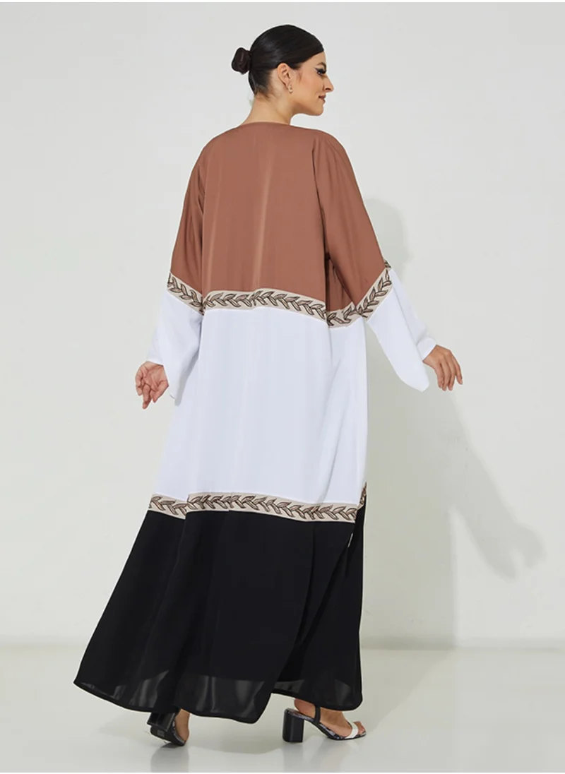 Rosette Abaya Black Embroidery