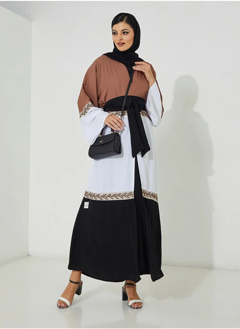 Rosette Abaya Black Embroidery