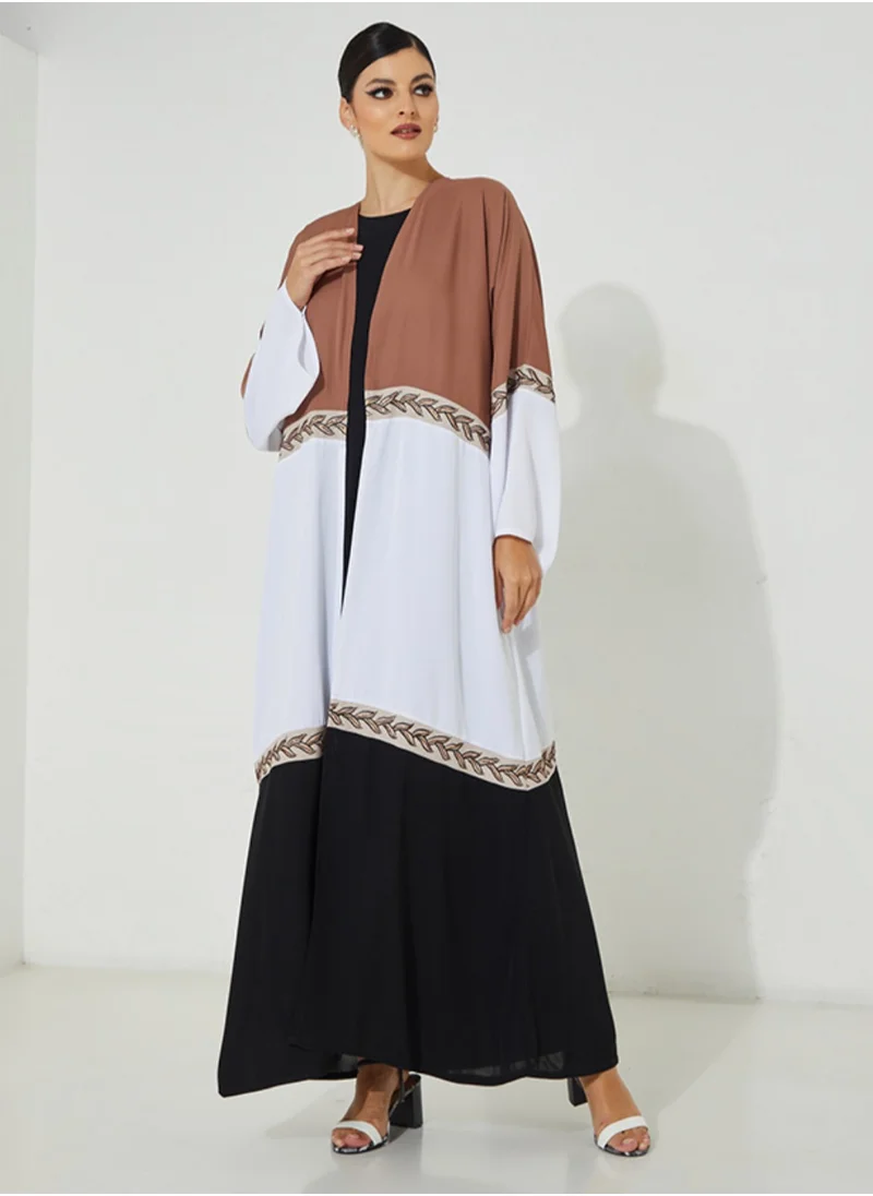Rosette Abaya Black Embroidery