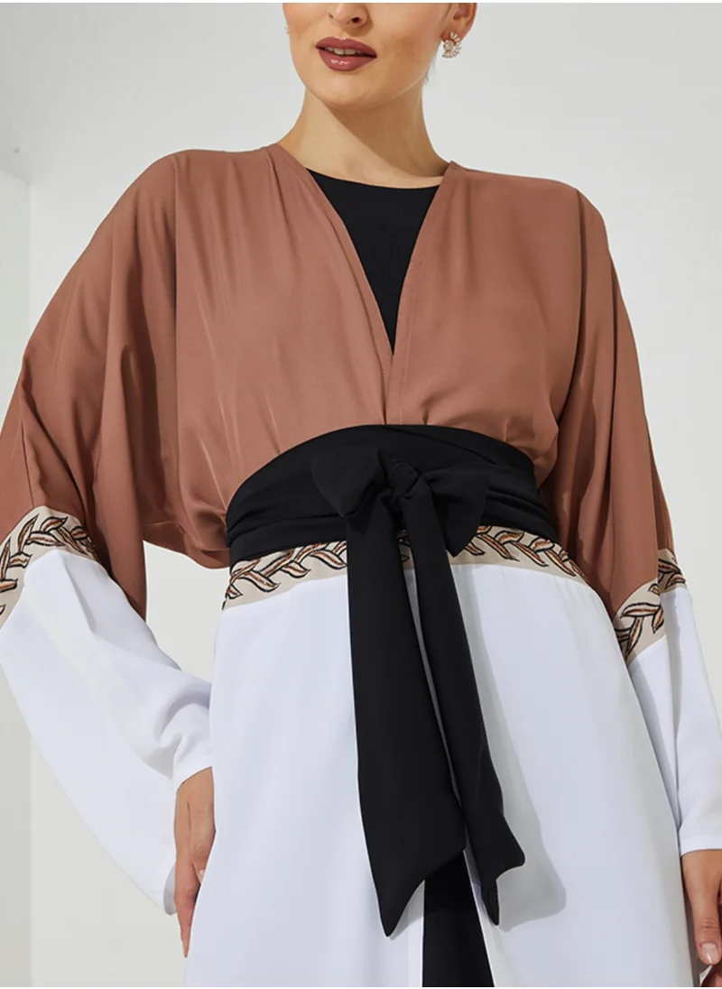 Rosette Abaya Black Embroidery