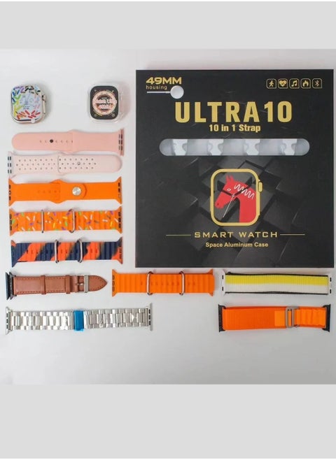 Premium Smart Watch Wrist Ultra 10 (10 In 1) Straps 49mm Black